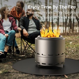 38" Fireproof Fire Pit Mat for Solo Stove Bonfire, Round Grill Mats for Outdoor Grill Deck Protector, Waterproof Pad for Solo Stove Accessories, BBQ Mat for Patio