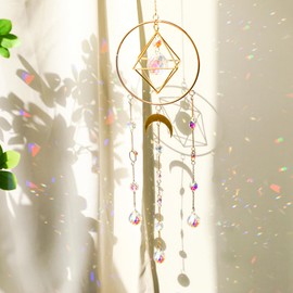 HDCRYSTALGIFTS Sun Catchers with Crystals - Rainbow Maker Crystal Prisms Suncatcher for Window Hanging Crystal Sun Catchers for Home Indoor Garden Decoration