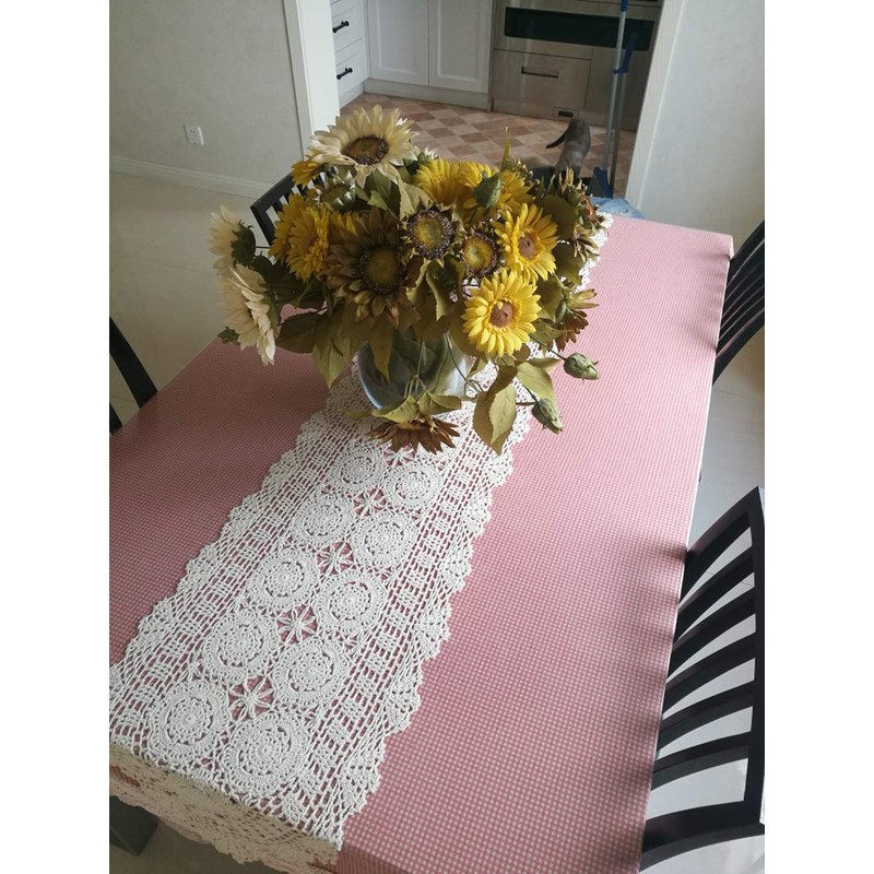 Damanni Oval Cotton Handmade Crochet Lace Table Runner Doilies Dresser