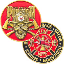 Firefighter Challenge Coin - Courage & Valor Symbol for Fire Department Heroes - Fireman Gift for Firefighters & First Responders