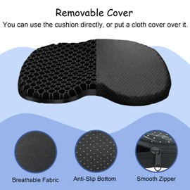 NEW-Vi Anti-Slip Kayak Seat Cushion - Waterproof Thicken Gel Boat Kayak Canoe Rowing Stadium Pad for Sit in Kayak Chair Kayak Accessories Equipment Gear for Fishing Kayak,Black 2pcs