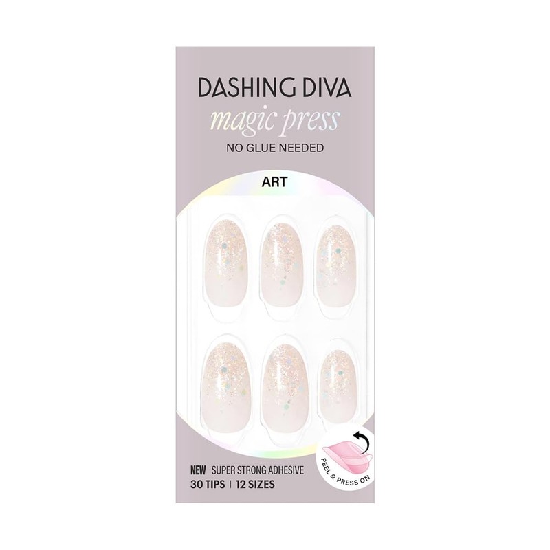 DASHING DIVA Magic Press Glass White Nail Tips, 30 Tips,