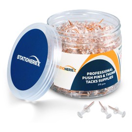 215 Rosegold Push Pins for Bulletin Board Thumb Tacks for Wall Corkboard Map Calendar Photo -Home Office Craft Projects Heavy Duty Plastic Head Steel Pin (Rosegold)