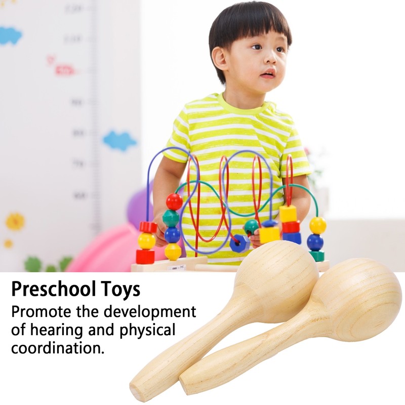 2Pcs Sand Hammer Early Education Instrument Wooden Toddler Percussion Musical