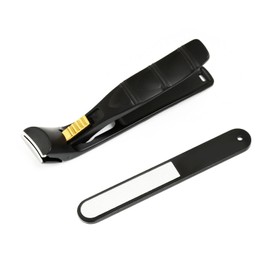 NOVERBEASTE OMLYER Angled Head Nail Clippers for Seniors Thick Nails, Fingernail Toenail Clippers with Catcher and Sharp Wide Opening, Nail Clipper Set for Men Women Pregnant (Black)