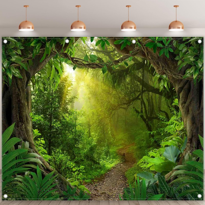 Luminora 10x8ft Fabric Rainforest Photography Backdrop Jungle Forest Tropical Nature