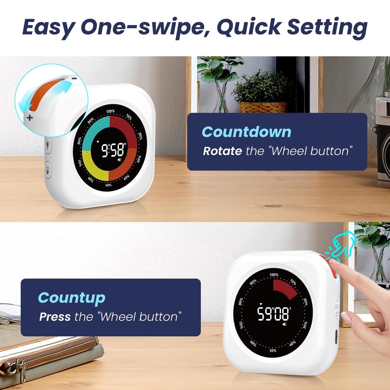 XREXS Visueller Timer mit farbigem Fortschrittsbalken, für Kinder und Erwachsene,