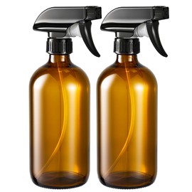 Supercenter Glass Spray Bottles, Amber Glass Spray Bottles, 16oz, Adjustable Nozzle for Stream and Spray, Reusable, for Essential Oils, Cleaning Products, Detergents(2PS)