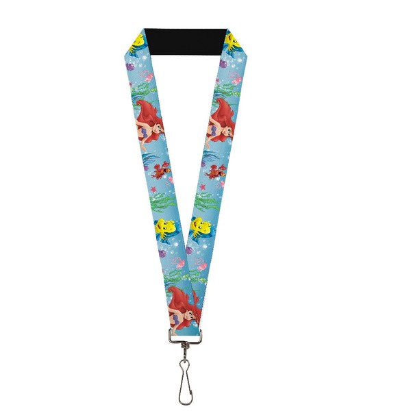 Buckle Down Unisex-Adults Lanyard-1.0"-Ariel, Sebastian and Flounder Scene2, Multi, One-Size