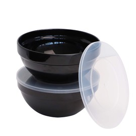 APS 85163 "CASUAL" Bowls Set of 2 Bowls Made of Almost Unbreakable Melamine with Lid, Versatile, Stackable Plastic Bowls, Diameter 20 cm, Height 9 cm, Volume 1.8 Litres, Black