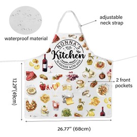 JTOUK NONNA'S Kitchen Apron Grandma Nonna Gift Italian Grandma Gift Italian Cooks Gift (Nonna Season Apron EU)