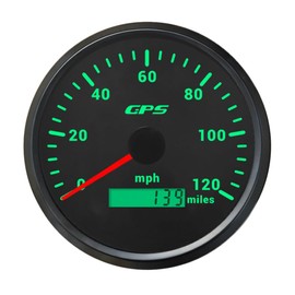 110mm Motorcycle MPH GPS Speedometer Odometer Gauge with Adjustable Backlight for Universal Boat Car Truck 9-32VDC Waterproof Type (Black&Black, 0-120 MPH)