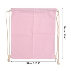PATIKIL Cotton Drawstring Bags, Cotton Drawstring Backpack Foldable Sports Gym Bags for Women Men Gym Sports Trip, Pink