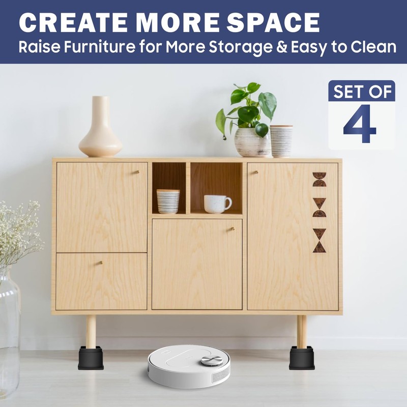 MixDora Bed Risers 2 Inch Square Stackable Furniture Risers Anti-Slip