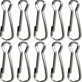 10PCS Stainless Steel Flag Pole Clips— 2 inch Premium — Boat Flag Pole Snaps Hooks —Heavy Duty Spring Snaps Clips — Metal Spring Lanyard Clips for Shower Curtain Key Chain Carabiners (50mm)