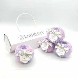 Knitberty Fairy Fancy Premium Soft Paper Superfine Merino Wool Cashmere Polyester Nylon Blend 15 Ply Chunky Yarn for Knitting Crochet Multicolor 400G (Dreamy Purple, 400G)