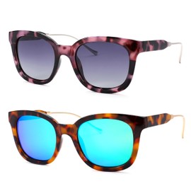 Pro Acme Vintage Square Polarized Sunglasses for Women and Men Trendy Shade Sun Glasses (purple+green)