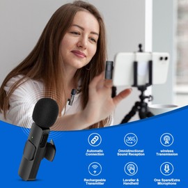Black Swan Distributors - Wireless Lavalier Microphones (2) - with Smart Noise Cancellation & 7-Hour Battery Life - Includes Receiver & Charging Cord