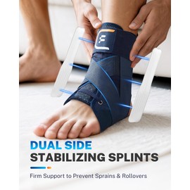 Fitomo Sprunggelenkbandage, Einstellbares Fußbandage mit Abnehmbarem Stabilisator, Fußbandage für Plantarfasziitis, Arthritis, ACL, Gelenkschmerzen, Fersensporn, Sport, 1 Stück