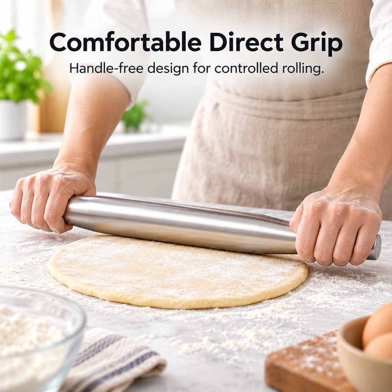 Stainless Steel Rolling Pin for Dough and Dumplings – Smooth