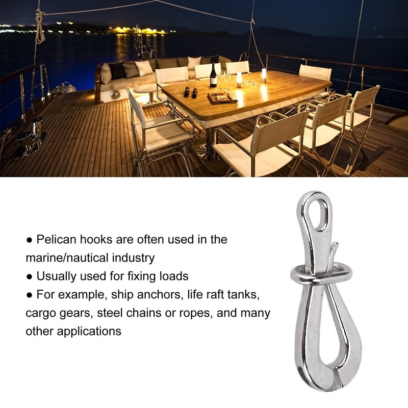Aramox 4in/10.2cm Quick Release Pelican Hook Stainless Steel Polished Pelican