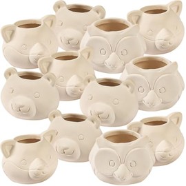 Fun Express DIY MINI Ceramic Woodland PLANTERS - Craft Kits - 12 Pieces