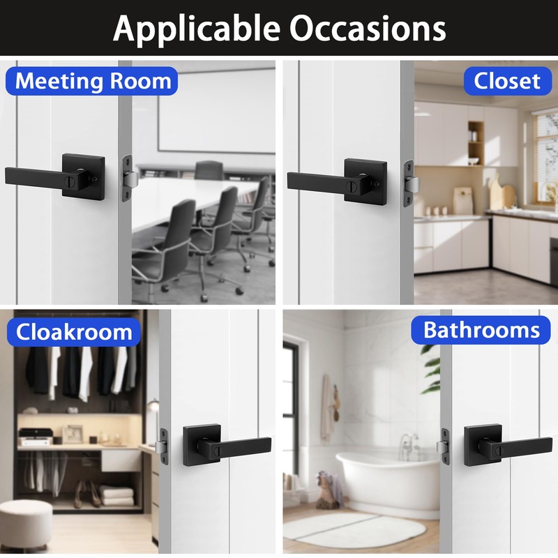 rewarmee Matte Black Door Handles Privacy Door Levers, Keyless Interior