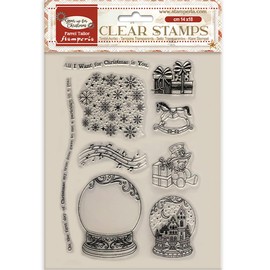 Stamperia - Acrylic Stamp for Scrapbooking, Albums, Cards, Bullet Journals and More, Transparent, Long Lasting, Easy to Clean, Perfect for Crafts and Gifting (Gear up for Christmas, Snow Globes)