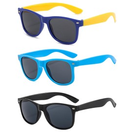 Bdeutrophic 3 Pair Boys Sunglasses, Girls Sunglasses, Coloured Sunglasses, Sunglasses Applicable To Beach/School/Shopping/Party/Tourism