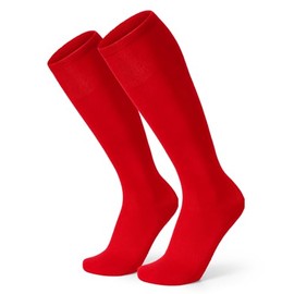 XZQTIVE Baseball Soccer Softball Socks for Youth Adult Solid Colors Socks for Boy Girl, Red, Medium