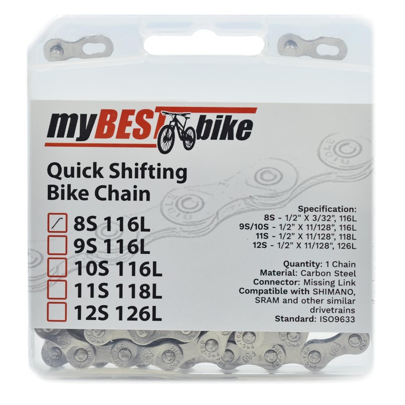 myBESTbike Bicycle Chain with Quick Connections, Powerful Bicycle Chain, 116
