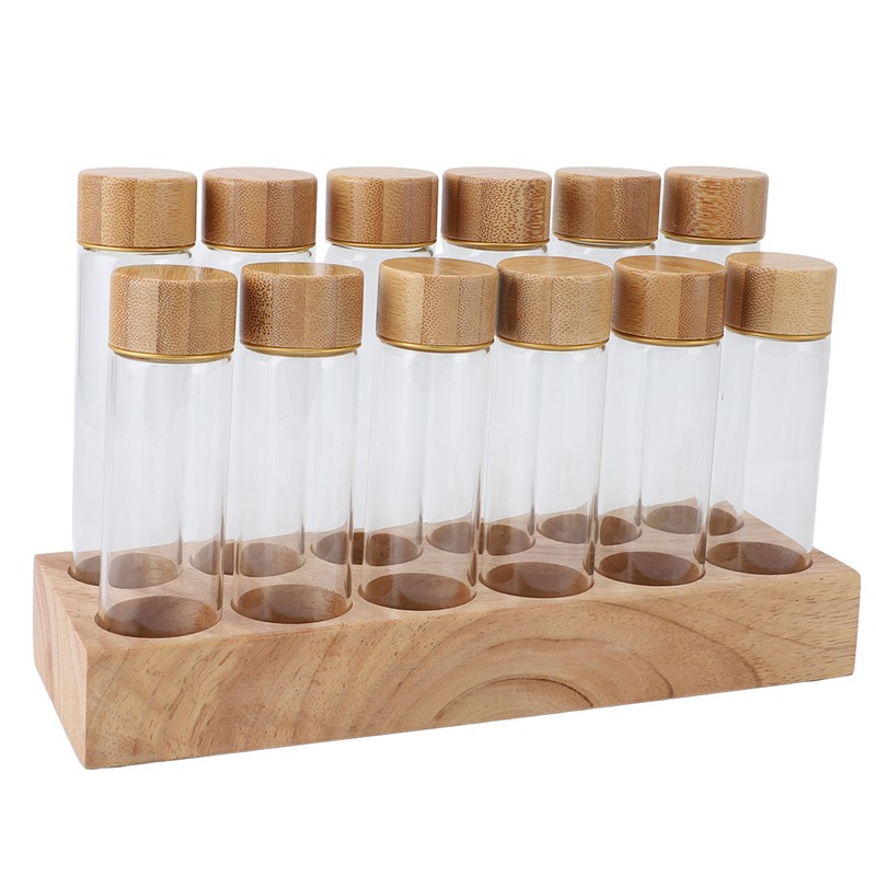 Coffee Bean Storage Tube Glass Coffee Bean Cellar with Wooden