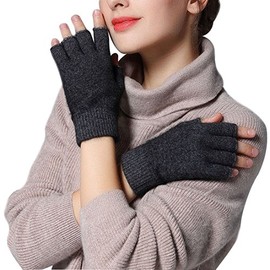 Lerben® Fashion Men Women's Soft Cashmere Warm Fingerless Gloves Autumn Winter Hand Wrist Warmer Mitten (F-deep Grey)