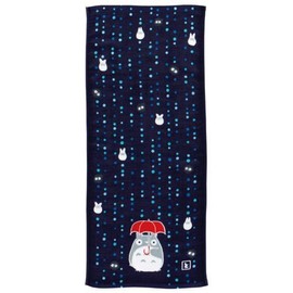 STUDIO GHIBLI 1005006900 Marushin Gauze Face Towel, 13.4 x 31.5 inches (34 x 80 cm), My Neighbor Totoro, Rainy Night with Imabari Name Included