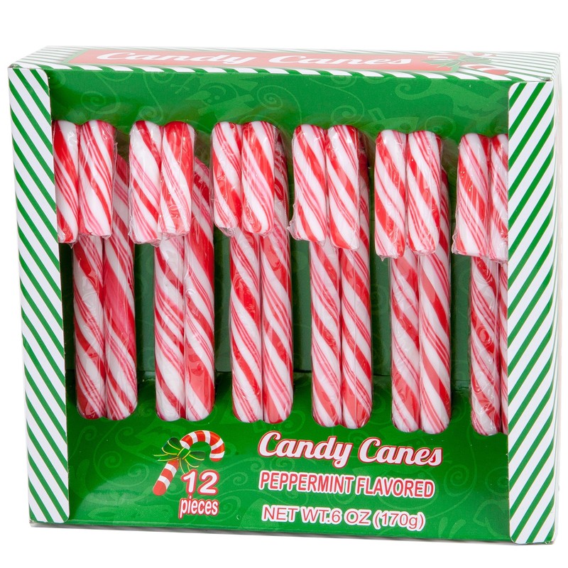 Candy Cane Peppermint Flavored 12 Pieces Net 6 Oz Individually