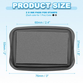 PATIKIL 3"x2" Large Stamp Pad, 2Pcs Washable Craft Ink Pad for Rubber Stamp Card Making Stamping Scrapbook Fingerprint Handprint, Gray/Black