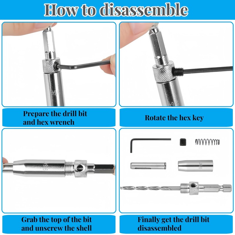 4Pcs Self Centering Drill Bit Set, 1/4 Inch Hex Shank