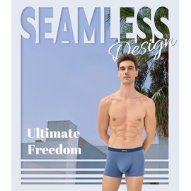 Separatec Mens Seamless Waistband Trunk Rayon Made from Bamboo Soft Breathable Underwear for Men 4 Pack