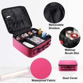 VOCOSTE Makeup Bag Organiser Oxford Fabric PU Leather Rose Red, Rose-red