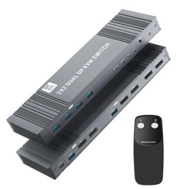 4K@120Hz KVM Switch 2 Monitors 2 Computers, 8K@60Hz DisplayPort Dual Monitor KVM Switch with 4 USB 3.0 Ports Share Keyboard Mouse, Support Extended/Copy Mode with 2 USB3.0 Cables and Controller 6210