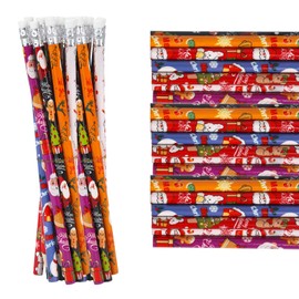 GLAITC Pack of 12 Christmas Pencils, School HB Pencils with Eraser, Christmas Pencils, Children's Wooden Novelty Christmas Pencils, Funny Christmas Gifts for Girls Boys