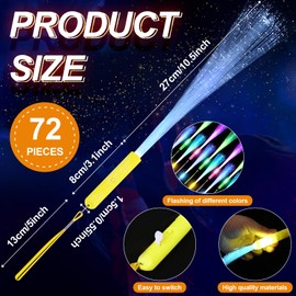 72 Pieces Fiber Optic Wands Colorful Glow Sparklers Sticks Bulk LED Wedding Concert Flashing Stick with 3 Flashing Models Extra Long Light Up Wand for Party Fireworks Favors Danc Clubs Decorations