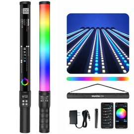 Mettlelite LS400C RGB LED Light Stick Full Color Continuous Output Video Light 2 ft with APP Control 2800K-8000K CRI96 TLCI97 RGB CCT HSI 10 Customizable Light Effects Built in Rechargeable Battery