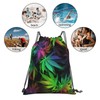 Richugui Colourful Leaf Drawstring Backpack Weeds Drawstring Bags Sports Gym
