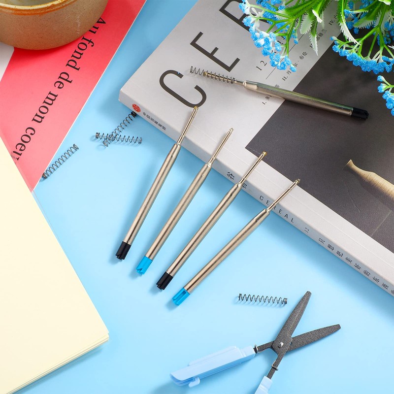 Zonon 5 Pieces Replaceable Metal Ballpoint Pen Refills With Spring