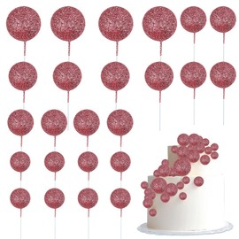 24 bolas de purpurina para cupcakes, bolas de espuma, mini globo, decoración de decoración para baby shower, boda, aniversario, decoración de fiesta de cumpleaños para niños, oro rosa