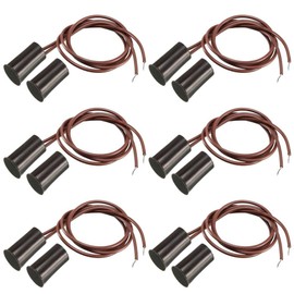 Gebildet 6pcs Brown Built-in Security Contact Sensor for Window, Gate, Alarm, Magnetic Reed Switch, Nearby Magnet - Connect Circuit, Magnet Removed - Break Circuit