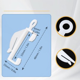 White Plastic Curtain Track Glider Hook for Hanging Window Curtain(50 Pack)