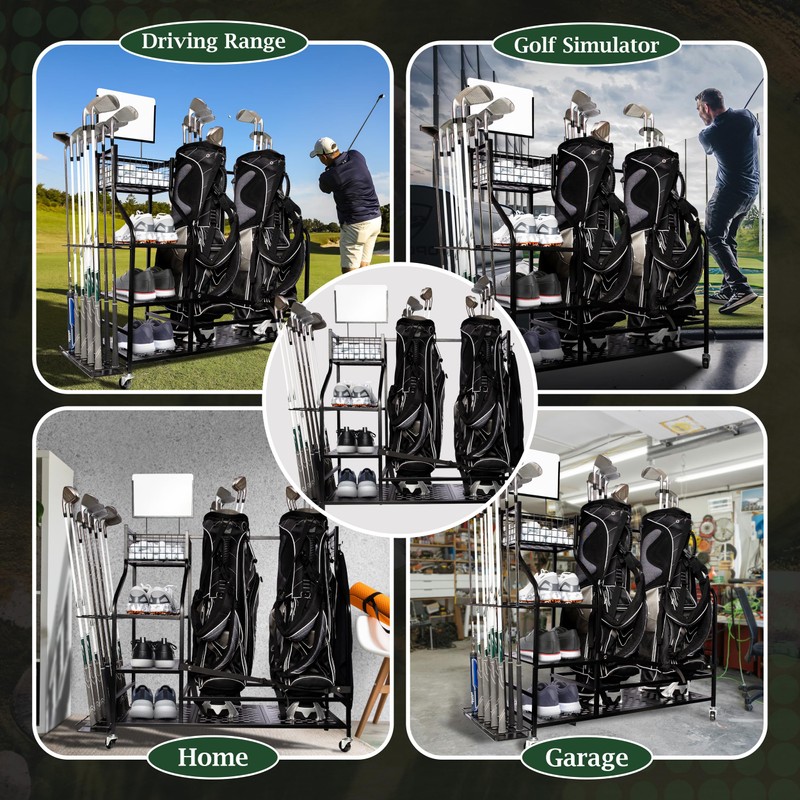 North South Store Golf Bag Storage Garage Organizer