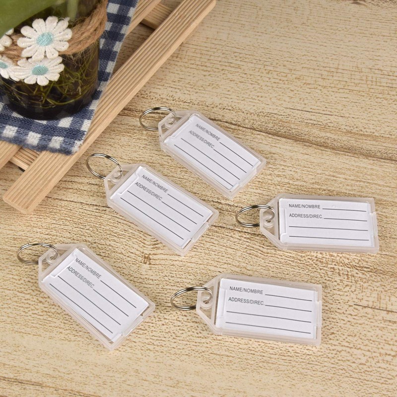 Hotgod 100 Pcs White Plastic Key Tags with Split Ring